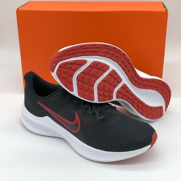 New Men’s Nike Downshifter 11 Running Shoes Black/Red/White with box CW3411-005 - Picture 1 of 5